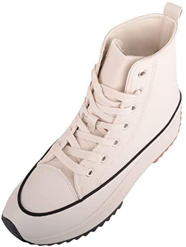 Womens Canvas Chunky Sole High Top Trainers Sneakers