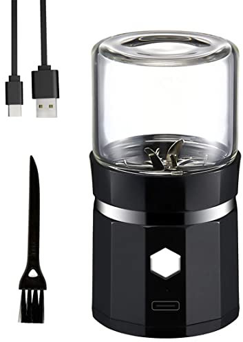 Doumneou Mini Electric Grinder Portable Vanilla Grinder USB Rechargeable with a Cleaning Brush for Herb Tea Rosemary