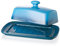 Large Porcelain Butter Dish with Lid, Candiicap Classic Color Changing Butter Keeper for Countertop, Large Butter Holder for Butter Storage & Home Kitchen Decor, Dishwasher Safe (Navy Blue)