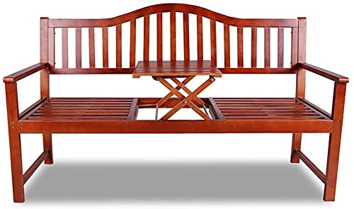 Terrassenbank, Parkbank, Outdoor-Gesprächs-Couch, 150 cm Außenterasse, Massivholz, Balkontische und Stühle mit Rückenlehnen und Armlehnen, Metall-Par (Bänke)
