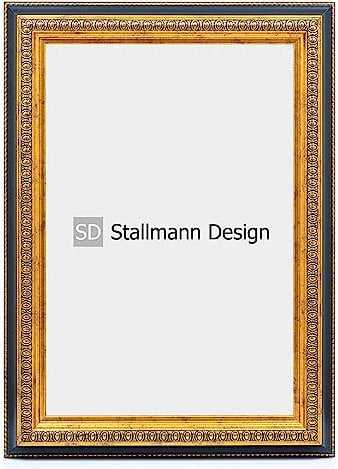 Stallmann Design Barockrahmen “FAME” | 45x60 cm | Gold-schwarz | Echtholz-Bilderrahmen antik | 80 andere Größen verfügbar | Fotorahmen aus Holz im Vintagestyle