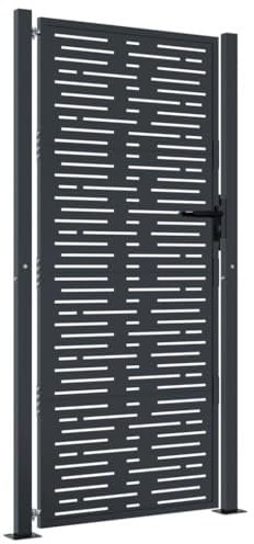 vidaXL Gartentor, Gartentür mit Quadratischem Design, Abschließbar Hoftor Eingangstor für Garten Terrasse, Tor Zauntor Gartenpforte, Anthrazit 105x205 cm Stahl