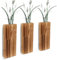 NQEUEPN 3pcs Indoor Plant Wall Planters, Wooden Plants Holder for Dried Flowers Artificial Greenery Pocket Vase for Hanging Farmhouse Wall Decor Modern Living Room and Bedroom(Brown)