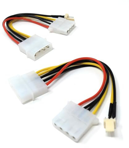 2pcs. 4 Pin Molex Male to 4 Pin Molex Female With 3 Pin Fan Extension Power Adapter Cable 15cm Lead