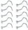 FECTAS 10pcs Nose Ring Screw Nose Stud 20G Corkscrew Nose Piercing Jewellery Stainless Steel 2mm Diamond Silver Nostril Piercing Jewellery