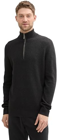 Tom Tailor Herren 1042454 Troyer Strickpullover aus Baumwolle