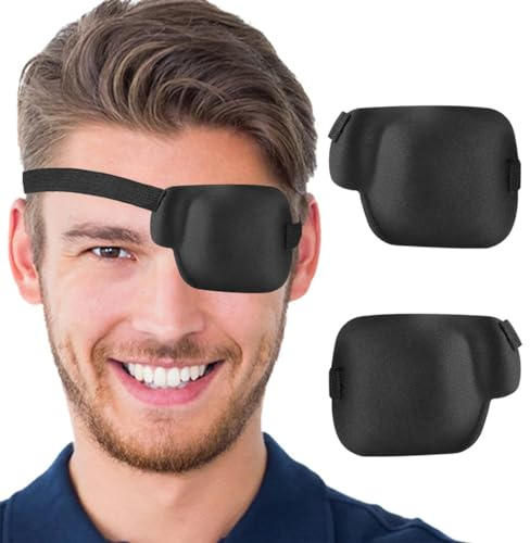 EOUIAV 2 Pièces Patch d'oeil Strabisme Ajustable, 3D Noir pour Adultes Enfants, pour L'amblyopie L' œil Paresseux One Eye Cover, Gauche+Droite