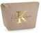 AWASG Kosmetiktasche Filz Buchstabe Monogramm - Personalisiert mit Namen - Schminktasche Beauty Bag - Geschenk Mama Beste Freundin - M (19 x 18 x 9 cm) (Sand)