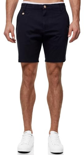 Indicode Herren INSylvester Chino Shorts mit 4 Taschen aus 98% Baumwolle | Bermuda Sommershorts für Männer Navy, S