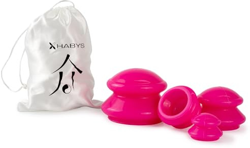 Habys Silikon Schröpfgläser Schröpfköpfe | Saugglocke Massagegerät | Anti Cellulite Schröpfset Cuppin Set | 4 Stück (Rosa)