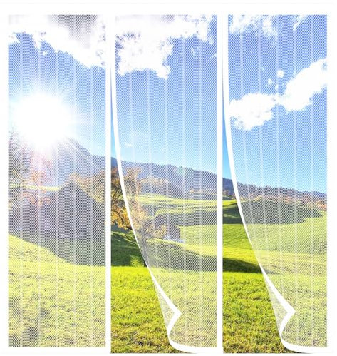 FYHDSH Fliegengitter Tür Magnet, Magnetvorhang Doppeltür Insektenschutz Balkontür Fliegenvorhang, Magnetische Adsorption, für Terrassentür, Schiebetüren, Klebemontage, Weiß-C-120x200cm