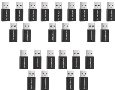 Decqerbe 25Pcs USB Data Blocker,Charge-Only USB Blocker Adapter for Blocking Data Sync, Protect Against Juice Jacking Black