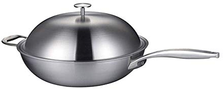 Pentole per friggere in titanio puro 32 cm Wok Padella in titanio non rivestita Pentola universale 32 cm, 32 cm (32 cm)