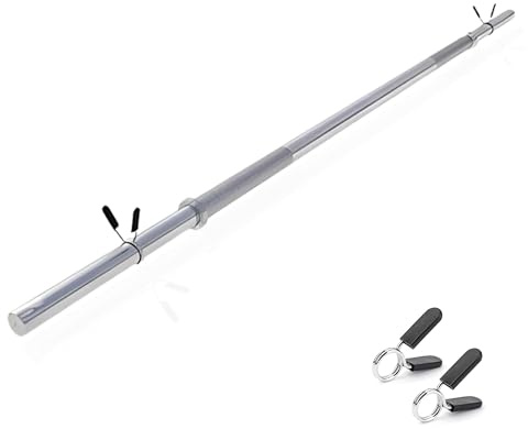 DONATIF Stahl Gym Langhantel 220cm mit Federscheibenstop, 28mm Chrom Langhantel für Gym, Home Fitness, Home Gym
