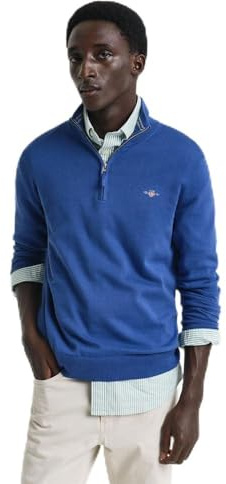 GANT Herren Classic Cotton Half Zip Pullover, Rich Blue, L