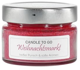 Candle Factory Candle TO GO Duftkerzen aus pflanzlichem Stearin im modernen Schraubdeckelglas, ca. 20h Brennzeit, Duft: Weihnachtsmarkt
