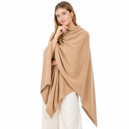 Velanio Cashmere Luxury Knitted Wrap Travel Shawl Scarf, Pashmina Stole, All-Season Scarf for Women Cashmere Wool Blend