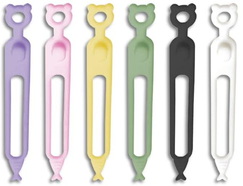QZKJQDD 24 Stück Kabelbinder, Sechs Farben Silikon Kabelbinder, Kabel Organizer, Wiederverwendbare Kabelbinder, Geeignet für Zuhause, Büro, Kabel-Organizer für Kabelmanagement und Organisation