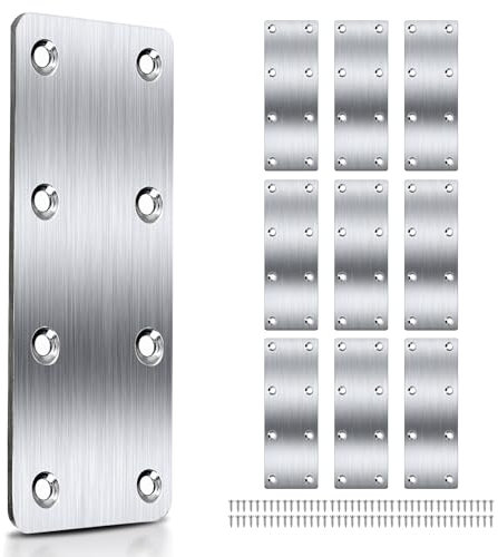 shinfly flachverbinder, 10 pcs (40mm×160mm) flachverbinder edelstahl mit 80 Stück Schrauben, Dicke 1.8 mm, lochblech Edelstahl metallplatte ,lochplatte für Möbel ,Stuhl, Tisch, Fenster