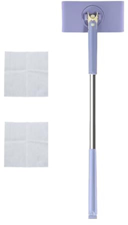 Mini Balai à Changement Automatique De Tissu, Rotation à 360 °, Balai à Vitesse Rapide, Balai avec 2 Lingettes Humides Jetables, Compatible avec Les Serviettes Ou Les Lingettes Jetables