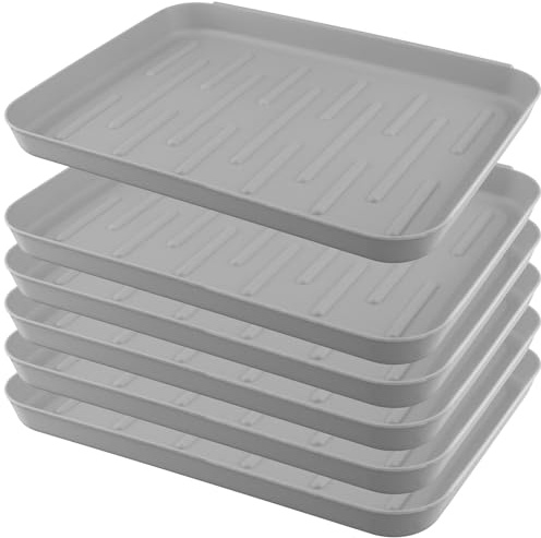 CHEUKYIU 6 Bandejas para Zapatos de Plástico - Bandeja de Goteo para Escurrir Calzado 35x27x3 cm Gris - Multifuncional para Entrada, Lluvia y Nieve