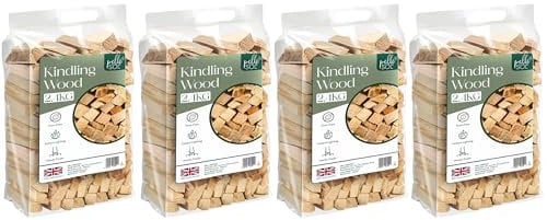 Pelle & Sol Kindling Wood 4 Pack x 2.4 Kg (9.6 Kg Total) - Kiln Dried Fire Wood, Smokeless Fire Logs, Instant Light, Long-Burning Heat for Wood Burner, Firewood, BBQ & Pizza Oven