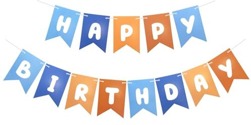 TELAIN Blaue Orange Marinebraun Happy Birthday Banner, Bluey Geburtstagsdeko für Jungen, Blauer Geburtstags Hintergrund, Kindergeburtstag Deko, 1 Geburtstag Dekoration Jungen