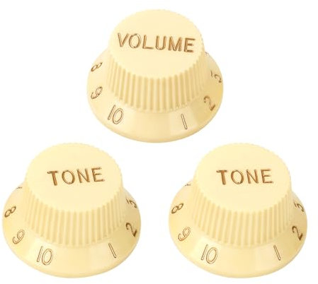 Banworks Imperial 24-Spline Electric Guitar Control Knobs 2 Tone and 1 Volume Knobs 6mm (15/64) Speed Knobs Top Hat for Fender Strat ST Electric Guitars Pack of 3 JT/XN-06 Cream
