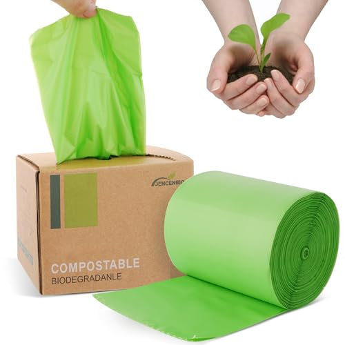 JENCENBIO Compost Bin Liners, 10 Liter, 100 counts Food scrap waste bags with US BPI ASTM D6400 and Europe OK compost HOME Certified