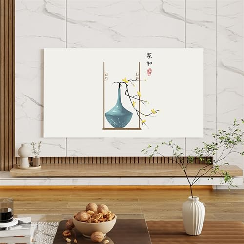 HAGJII Cubierta De TV Y Protector De Pantalla para LCD Led Cubierta Antipolvo para TV Interior Televisor Cubierta para 32-85 Pulgadas Monitor Universal Pintura Decorativa(76-85 Inch,Vase)