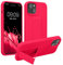 kwmobile Coque Compatible avec iPhone 15 Plus - Housse avec Support Doigt en TPU Silicone - Protection avec Fonction Support Rose Fluo