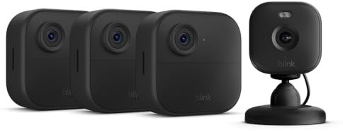 Blink-Kamera Outdoor 4 + Blink Mini 2 Schwarz| Kabellose intelligente HD-Sicherheitskamera, zwei Jahre Batterielaufzeit, fortschrittliche Bewegungserfassung, 3-Kamera-System