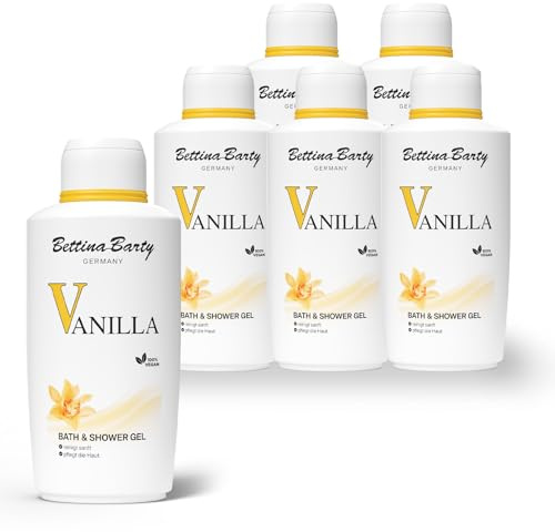 Bettina Barty Vanilla Bath & Shower Gel 6 x 500 ml – Duschgel mit Vanilleduft – Sanfte Reinigung & Feuchtigkeitsspendende Pflege für alle Hauttypen - Geschenk-Idee zu Ostern