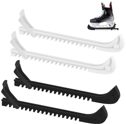 fayaahoo 2 Paia Paralame Pattini da Ghiaccio, Regolabile Copri Lama Pattini da Ghiaccio, Antiscivolo, Facile da Usare, Coprilama Protezione delle Lame per Patino Artistici und Hockey (Bianco e Nero)