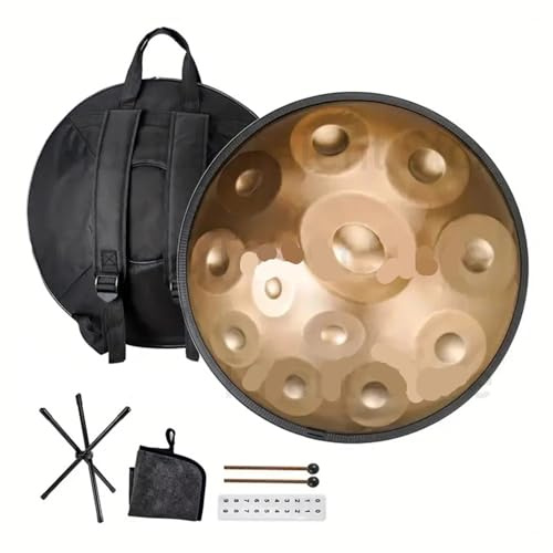 Goldene Handpan-Zungentrommel, Edelstahl, D-Dur, Yoga-Meditationsinstrument, Nitrierstahl, 12 Noten, 22 , 432, 440 Hz(440Hz 22inch 12notes)