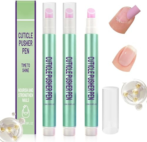 3 Piezas 3 En 1 Lápiz De Cuidado De Uñas Hidrata, Fortalece Y Brinda Brillo Profesional Bio Ceramic Cuticle Pen Para Reparar Uñas Agrietadas Y Secas