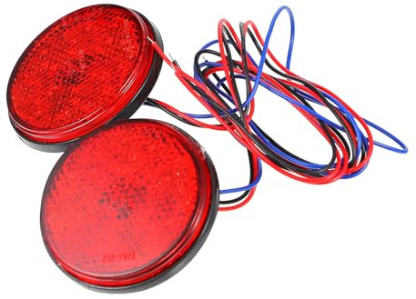 KAJNBN 2pcs round LED Motorcycle Rear Reflector Brake Tail Light Plastic Lens with Easy Removal for Atv and Motorcycle Wide Range Applications
