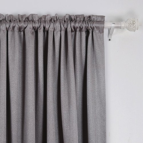 Deconovo Thermo-Verdunkelungsvorhänge für Wohnzimmer, 42 x 95 cm, Silbergrau