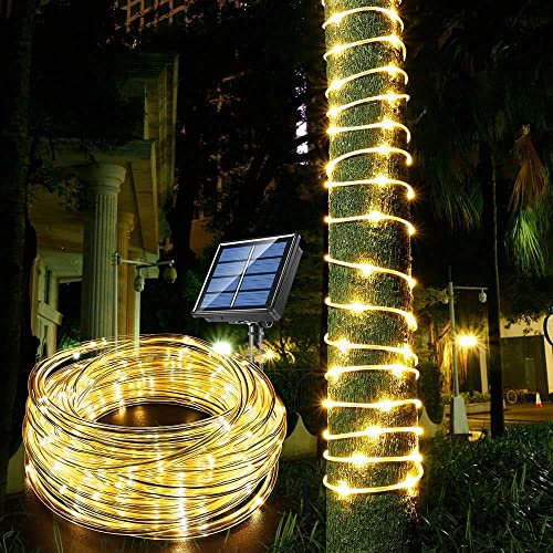 cuzile Solar Lichterkette Außen, Wasserdicht LED Außenlichterkette Schlauch, 7m 50 LED Beleuchtung für Garten, Balkon, Pavillon, Terrasse, Rasen, Zaun, Hochzeit, Party Deko (Warmweiß)