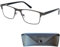 Metall Lesebrille mit rechteckigen Gläsern - mit Gratis Etui, Edelstahl Brillengestell (Graphit), Eckige Lesehilfe Herren und Damen +2.5 Dioptrien