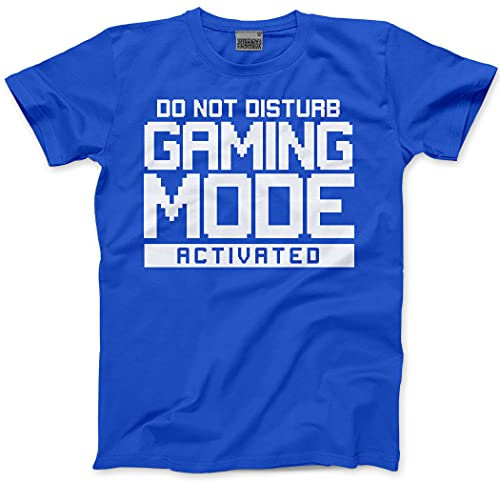 HotScamp Do Not Disturb Gaming Mode Activated Unisex Childrens Kids T-Shirt - Gamer Console Teen Online Games Addict 12-13 Years Blue