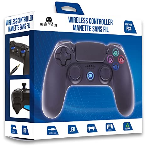 Schwarzer Bluetooth Wireless Controller für PS4 mit Klinkenbuchse für Kopfhörer und Beleuchtete Tasten [
