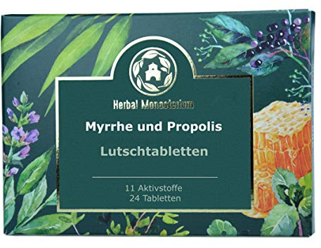 Lutschtabletten, Myrrhe, Propolis plus 8 Kräuterextrakte, Vit. C, auch für Kinder, Erkältung, Halsschmerztabletten, schleimlöser, halsschmerzen, 24 St.