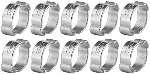 Wendry Schlauchschellen, Ohrschellen, Zwei-Ohr-Schlauchschelle aus verzinktem Edelstahl, Schlauchklemme, 5-23 mm für Fule-Benzinrohr, Clip (10 STÜCKE)(13-15MM)