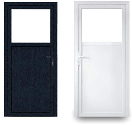 EcoLine Nebentür - Nebeneingangstür - Tür - 2-Fach, 1/3 Glas, 2/3 Füllung, außenöffnend innen: weiß/außen: anthrazit BxH: 800 x 1900 mm DIN Links