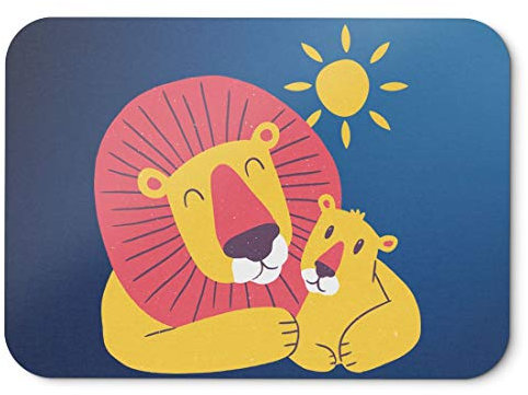 BLAK TEE Cute King Lion and His Son Mouse Pad 18 x 22 cm in 3 Colours Blue