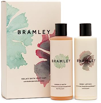 BRAMLEY Relax Bath Gift Set, 2 x 250ml | Contains Bubble Bath & Body Lotion | Relaxing Essential Oils | Soothing & Nourishing Fragrance | Gift | New Home | Vegan & Cruelty Free