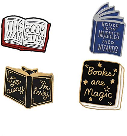 Angoter Mignon Livre Émail Épinglettes Sets Plantes Cartoon Animaux Aliments Pin Badges Broches pour Vêtements Sacs 4pcs