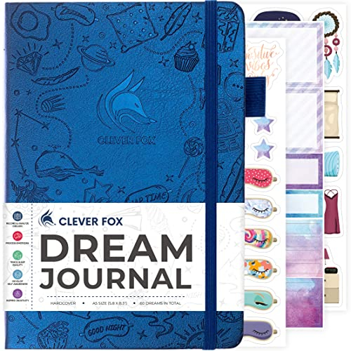 Clever Fox Dream Journal,Geführtes Traum-Tagebuch für Damen, Herren & Kinder,Hardcover Notizbuch zum Verfolgen & Analysieren Ihrer Träume & Schlafen,Logbuch für Traumjournaling, A5 Größe, Mystic Blue