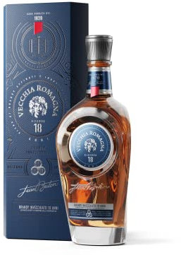 Vecchia Romagna Riserva 18 70cl - Blend di distillati invecchiati in botti che hanno ospitato Amarone della Valpolicella. 43.8% vol.